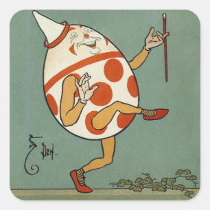 Sticker Carré Humpty Dumpty, Comptine de Mère l'Oie Vintage