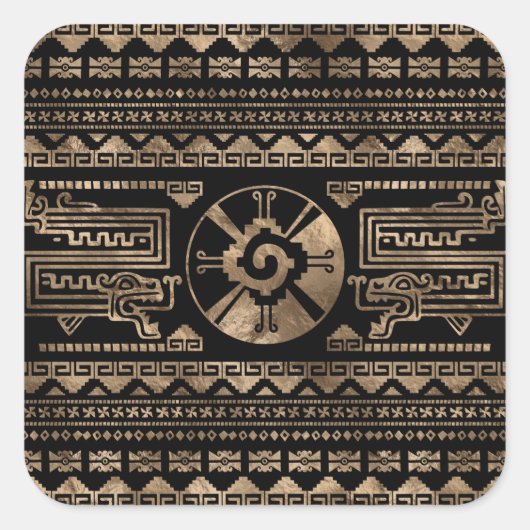 Sticker Carré Hunab Ku Gold en noir (Devant)