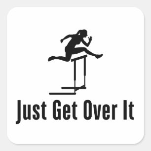 Sticker Carré Hurdling viens juste de le surmonter Femme Hurdler