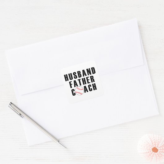 Sticker Carré Husband Father Coach Baseball Dad Quote