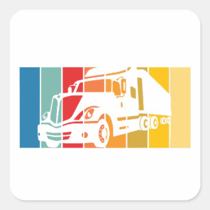Sticker Carré Husband Papa Trucker Legend Funny Truck