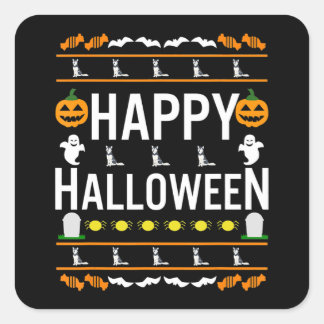 Sticker Carré Husky | Halloween noir Husky Lazy Costume laid