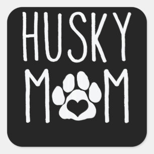 Sticker Carré Husky  Husky Mom Amoureux des chiens Cadeau Mors D