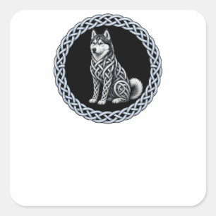 Sticker Carré Husky Sibérien Nœud Celtique