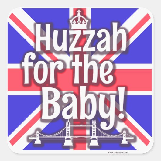 Sticker Carré Huzzah pour le bébé ! (Devant)