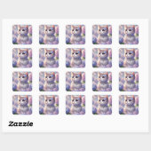 Sticker Carré Hydrangea Princess Cat (Feuille)