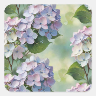 Sticker Carré Hydrangée, fleur Hortensia