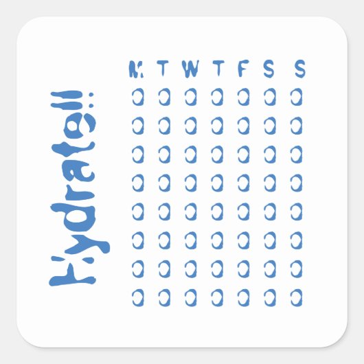 Sticker Carré Hydrate - suivi hebdomadaire de la prise d'eau (Devant)