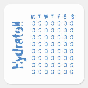 Sticker Carré Hydrate - suivi hebdomadaire de la prise d'eau