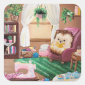 Sticker Carré Hygge Hedgehog (Devant)