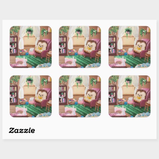 Sticker Carré Hygge Hedgehog (Feuille)