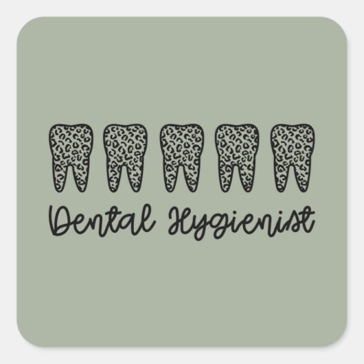 Sticker Carré Hygiéniste dentaire | RDH Dentist Léopard dents ca (Devant)
