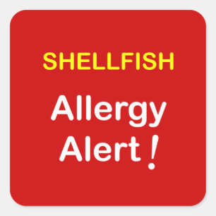 Sticker Carré i1 - Alerte d'allergie - MOLLUSQUES ET CRUSTACÉS
