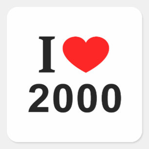 STICKER CARRÉ I ❤️ 2000 I LOVE 2000 I HEART 2000