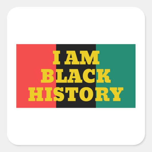 Sticker Carré I Am Black History in Gold Font (Devant)