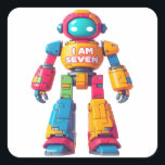 Sticker Carré I Am Seven Robot for Kids 7th Birthday Robot Boy<br><div class="desc">Célébrez le 7e anniversaire de votre petite fille avec notre drôle de conception robotique "I Am Seven Robot". Parfait pour les enfants, les enfants et les garçons qui aiment les robots et la construction de robots. cet art est idéal pour des fêtes d'anniversaire sur le thème de la robotique, de...</div>