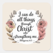 Sticker Carré I can do all things through Christ (Devant)