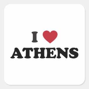 Sticker Carré I coeur Athènes Grèce