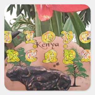 Sticker Carré I (Coeur) Kenya Buffalo Patch/Print