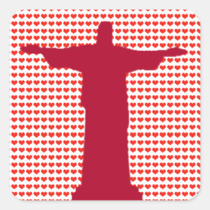Sticker Carré I coeur le Christ