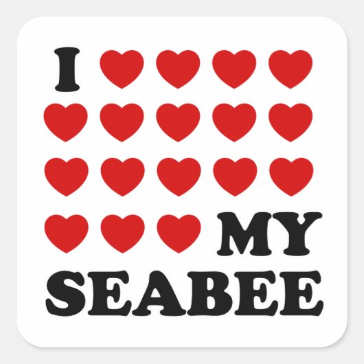 Sticker Carré I (coeur) my Seabee (Devant)