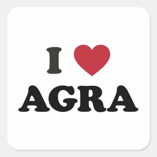Sticker Carré I Heart Agra India (Devant)