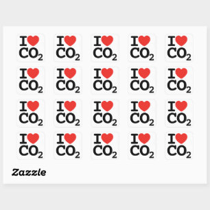 Sticker Carré I Heart CO2 - J'adore Carbon Dioxyde Feuillet