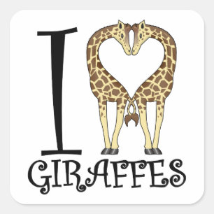 Sticker Carré I Heart Giraffes