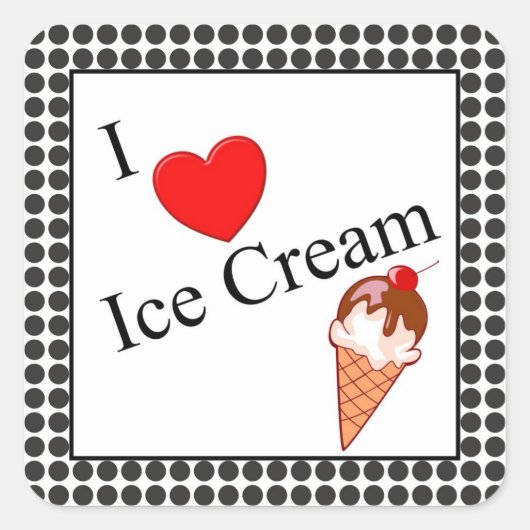 Sticker Carré I Heart Glace Cream (Devant)
