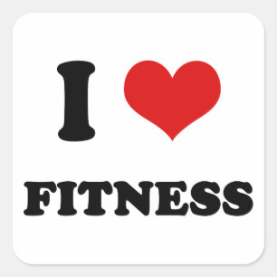 Sticker Carré I Heart I Love Fitness