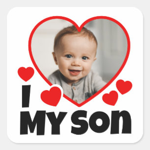 Sticker Carré I Heart My Son Photo Personnalisée