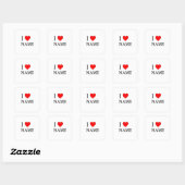 Sticker Carré I heart name (customisable) (Feuille)