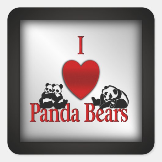 Sticker Carré I Heart Panda Bears (Devant)