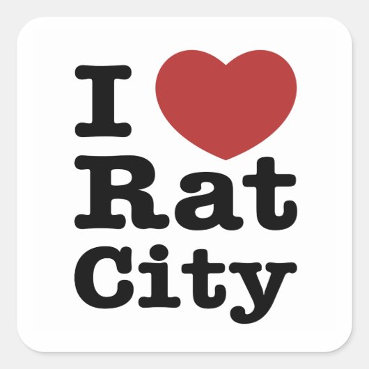 Sticker Carré I Heart Rat City (Devant)