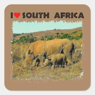 Sticker Carré I Heart South Africa Rhino parmi les roseaux