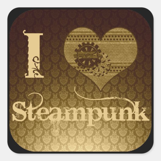 Sticker Carré I Heart Steampunk (Devant)