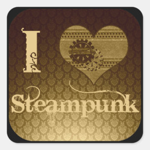 Sticker Carré I Heart Steampunk