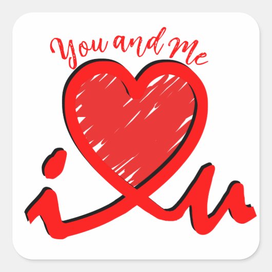 Sticker Carré I Heart U - Amour (Devant)