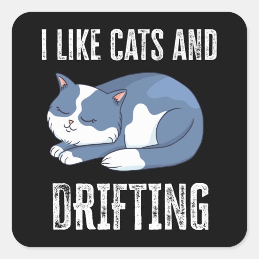 Sticker Carré I like Cats and Drifting Gift (Devant)