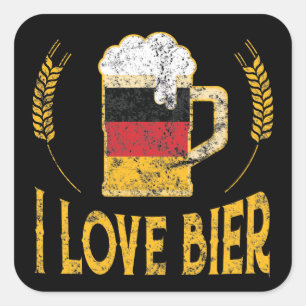 Sticker Carré I Loer Bier Allemand Drapeau bière Lover Oktoberfe
