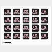 Sticker Carré I Love Bacon (Feuille)