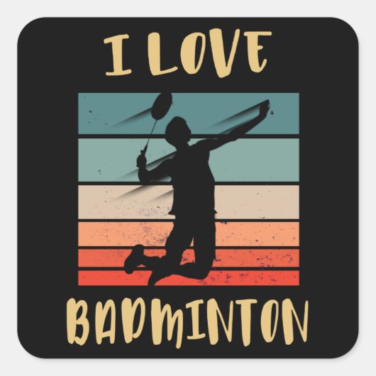 Sticker Carré I Love Badminton Jump Smash (Devant)