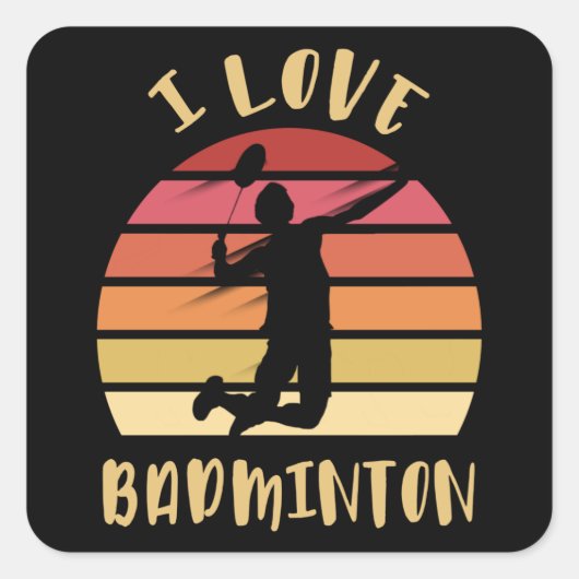 Sticker Carré I Love Badminton Jump Smash (Devant)