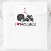 Sticker Carré I Love Bowling with Ball, Chaussures and Pin (Sac)