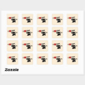 Sticker Carré I Love Cat (Feuille)