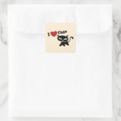 Sticker Carré I Love Cat (Sac)