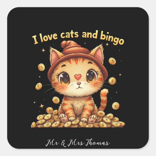 Sticker Carré I Love Cats and Bingo Perfect Combo Bingo Love (Devant)