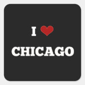Sticker Carré I Love Chicago Button (Devant)