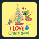 Sticker Carré I Love Christmas - MARVIN THE MARTIAN™<br><div class="desc">Looney Tunes Noël</div>