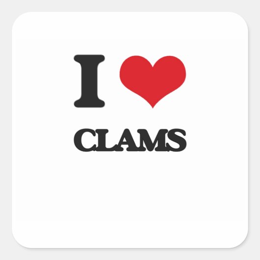 Sticker Carré I Love Clams (Devant)